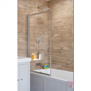 Signature Classic Single Panel Silver Framed Hinged Bath Screen 1400mm H x 760mm W - 4mm Glass