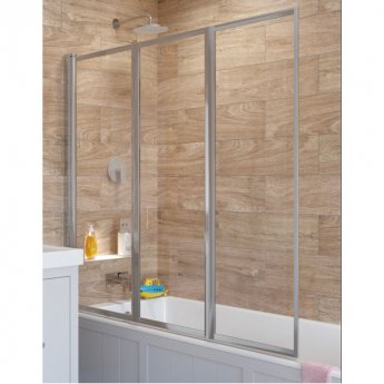 Signature Contract Three Folding Silver Framed Bath Screen 1400mm H x 1390mm W - 4mm Glass