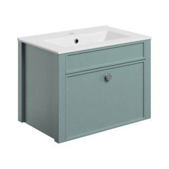Signature Copenhagen Wall Hung 1-Drawer Vanity Unit with Basin 605mm Wide - Sea Green Ash