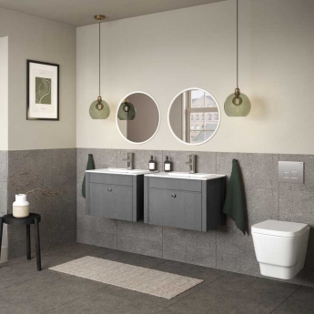 Signature Copenhagen Wall Hung 1-Drawer Vanity Unit with Basin 605mm Wide - Grey Ash