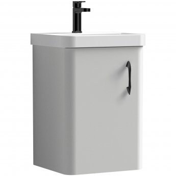 Curva Arc Wall Hung Vanity Unit with Black Handle - 400mm Wide - Light Grey
