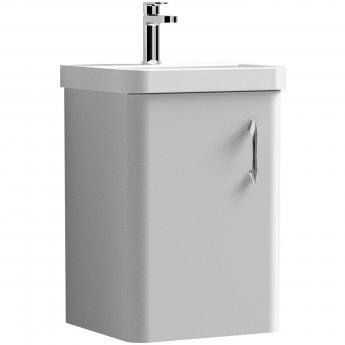 Curva Arc Wall Hung Vanity Unit with Chrome Handle - 400mm Wide - Light Grey