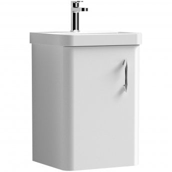 Curva Arc Wall Hung Vanity Unit with Chrome Handle - 400mm Wide - Gloss White