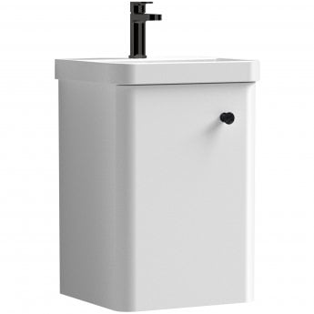 Curva Pure Wall Hung Vanity Unit with Black Handle - 400mm Wide - Gloss White