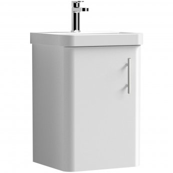 Curva Classic Wall Hung Vanity Unit with Chrome Handle - 400mm Wide - Gloss White