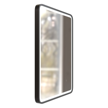 Signature Daisy Front-Lit LED Bathroom Mirror with Demister Pad 800mm H x 600mm W - Matt Black | Product Image