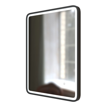 Signature Daisy Front-Lit LED Bathroom Mirror with Demister Pad 800mm H x 600mm W - Matt Black | Product Image