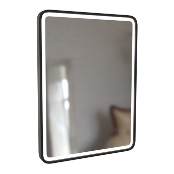 Signature Daisy Front-Lit LED Bathroom Mirror with Demister Pad 800mm H x 600mm W - Matt Black | Product Image