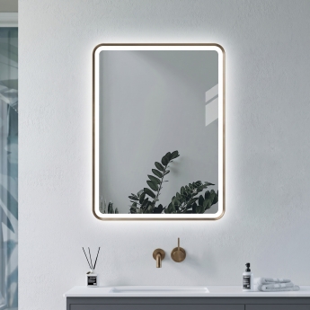 Signature Daisy Front-Lit LED Bathroom Mirror with Demister Pad 800mm H x 600mm W - Brushed Bronze | Product Image