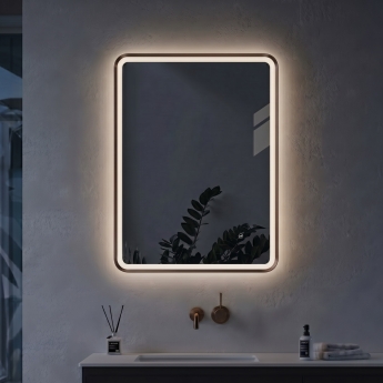 Signature Daisy Front-Lit LED Bathroom Mirror with Demister Pad 800mm H x 600mm W - Brushed Bronze | Product Image