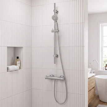 Signature Emerge Thermostatic Bar Mixer Shower with Adjustable Shower Riser Kit - Chrome | Product Image