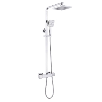 Signature Energy Cool-Touch Square Thermostatic Bar Mixer Shower with Shower Kit + Fixed Head - Chrome | Product Image