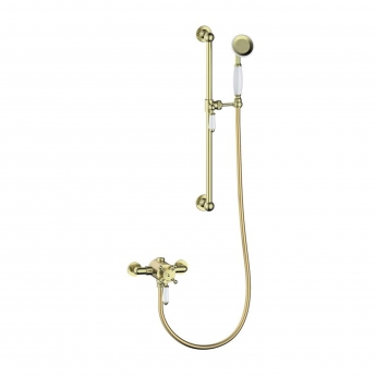 Signature Eternal Traditional Concentric Single Outlet Exposed Shower Valve with Shower Kit - Brushed Brass