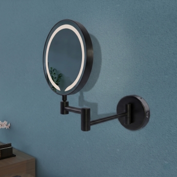 Signature Evelyn Round LED Cosmetic Bathroom Mirror - Black | Product Image
