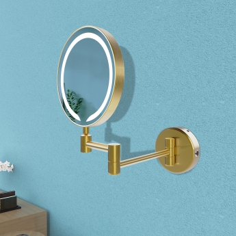 Signature Evelyn Round LED Cosmetic Bathroom Mirror - Brushed Brass | Product Image
