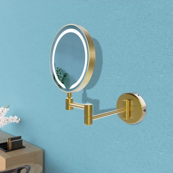 Signature Evelyn Round LED Cosmetic Bathroom Mirror - Brushed Brass