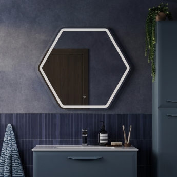 Signature Fabio Hexagonal LED Bathroom Mirror with Demister Pad 693mm H x 785mm W | Product Image