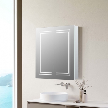 Signature Finley 2-Door LED Mirrored Bathroom Cabinet with Demister Pad 700mm H x 600mm W