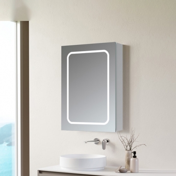 Signature Florence 1-Door LED Mirrored Bathroom Cabinet with Demister Pad 700mm H x 500mm W