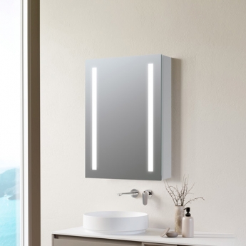 Signature Freya 2-Door LED Mirrored Bathroom Cabinet with Demister Pad 700mm H x 500mm W