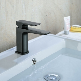 Signature Glide Cloakroom Mono Basin Mixer Tap Single Handle with Waste - Matt Black