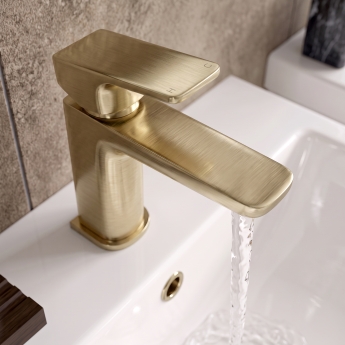 Signature Glide Brushed Brass Mono Basin Mixer Tap (inc Waste) | Product Image