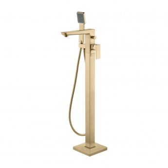 Signature Glide Freestanding Bath Shower Mixer Tap with Shower Kit - Brushed Brass