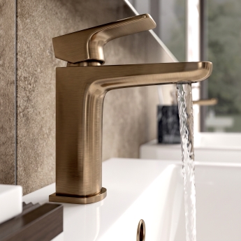 Signature Glide Brushed Bronze Mono Basin Mixer Tap (inc Waste) | Product Image