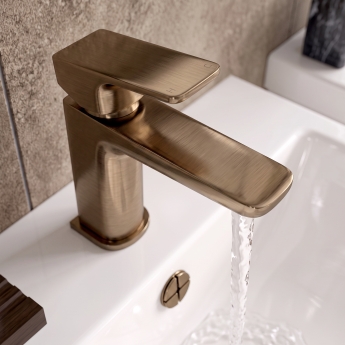 Signature Glide Brushed Bronze Mono Basin Mixer Tap (inc Waste) | Product Image