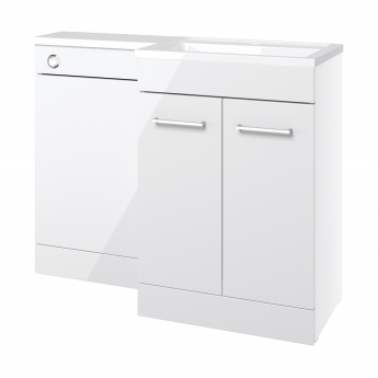 Signature Gothenburg RH Combination Unit with Polymarble Basin 1100mm Wide - White Gloss | Product Image