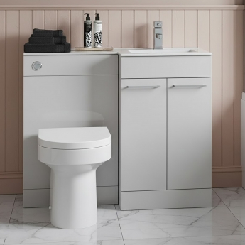 Signature Gothenburg RH Combination Unit with Polymarble Basin 1100mm Wide - Grey Gloss