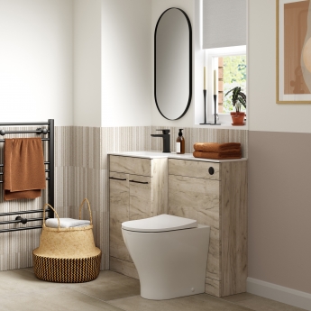 Signature Gothenburg LH Combination Unit with Polymarble Basin 1100mm Wide - Oak | Product Image