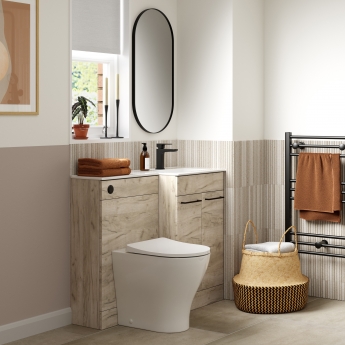 Signature Gothenburg RH Combination Unit with Polymarble Basin 1100mm Wide - Oak | Product Image