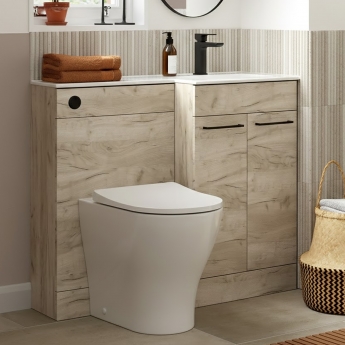 Signature Gothenburg RH Combination Unit with Polymarble Basin 1100mm Wide - Oak | Product Image