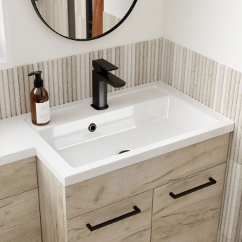 Signature Gothenburg RH Combination Unit with Polymarble Basin 1100mm Wide - Oak | Product Image