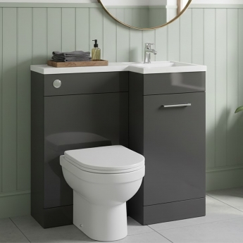Signature Gothenburg RH Combination Unit with Basin 900mm Wide - Anthracite Gloss | Product Image