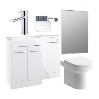Signature Gothenburg Bathroom Suite with LH Combination Unit 1000mm Wide - Gloss White