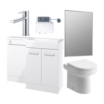 Signature Gothenburg Bathroom Suite with RH Combination Unit 1000mm Wide - Gloss White