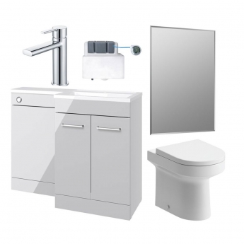 Signature Gothenburg Bathroom Suite with RH Combination Unit 1000mm Wide - Grey Gloss | Product Image