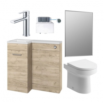 Signature Gothenburg Bathroom Suite with LH Combination Unit 900mm Wide - Oak