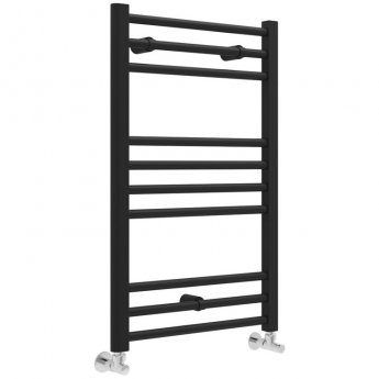 Signature Paragon Straight Heated Towel Rail 800mm H x 500mm W - Matt Black | Product Image
