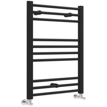 Signature Paragon Straight Heated Towel Rail 800mm H x 600mm W - Matt Black | Product Image
