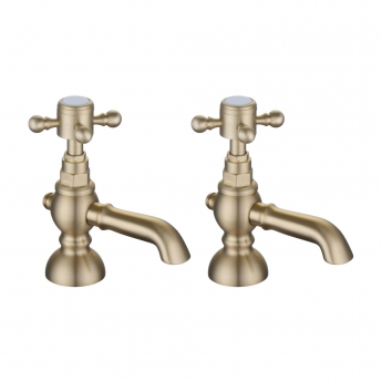 Signature Greenwich Basin Taps Pair Pillar Mounted - Brushed Brass