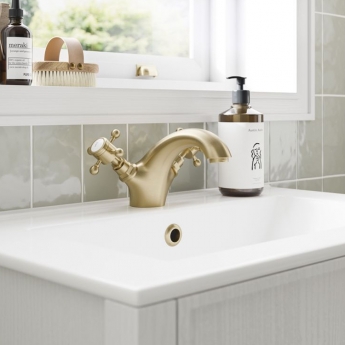 Signature Greenwich Mono Basin Mixer Tap with Pop Up Waste - Brushed Brass
