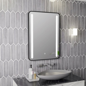 Signature Harper Front-Lit LED Bathroom Mirror with Demister Pad 700mm H x 500mm W - Black