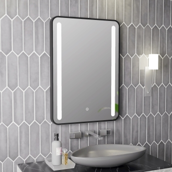 Signature Harper Front-Lit LED Bathroom Mirror with Demister Pad 700mm H x 500mm W - Black | Product Image
