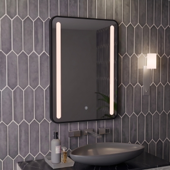 Signature Harper Front-Lit LED Bathroom Mirror with Demister Pad 700mm H x 500mm W - Black | Product Image
