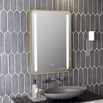 Signature Harper Front-Lit LED Bathroom Mirror with Demister Pad 700mm H x 500mm W - Brushed Brass | Product Image