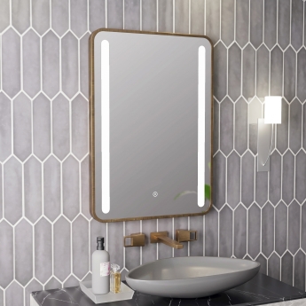 Signature Harper Front-Lit LED Bathroom Mirror with Demister Pad 700mm H x 500mm W - Brushed Bronze | Product Image