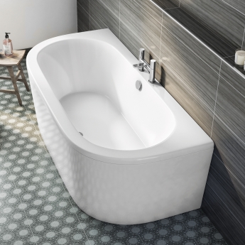 Signature Hera Supercast D-Shaped Back to Wall Bath 1700mm x 750mm (inc Panel)